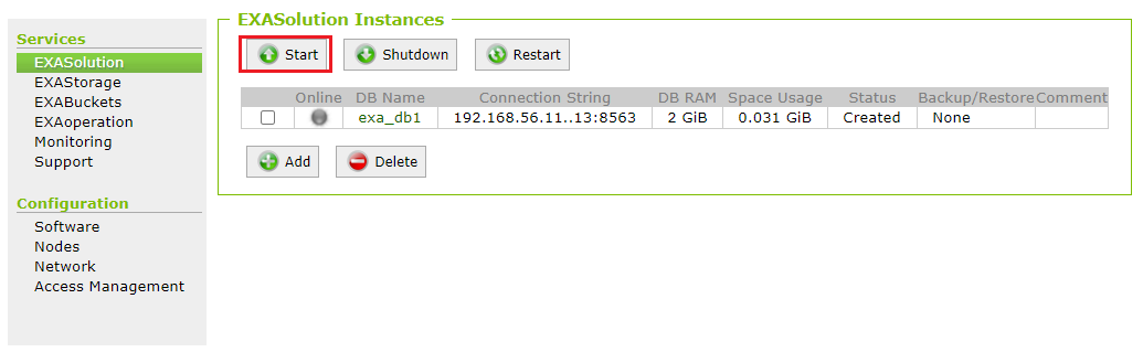 Start Database