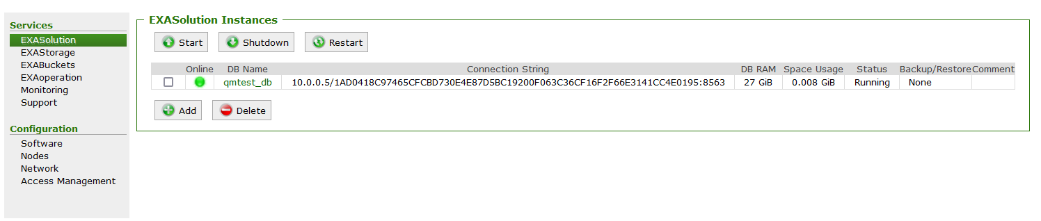 Edit a Database - AWS | Exasol DB Documentation