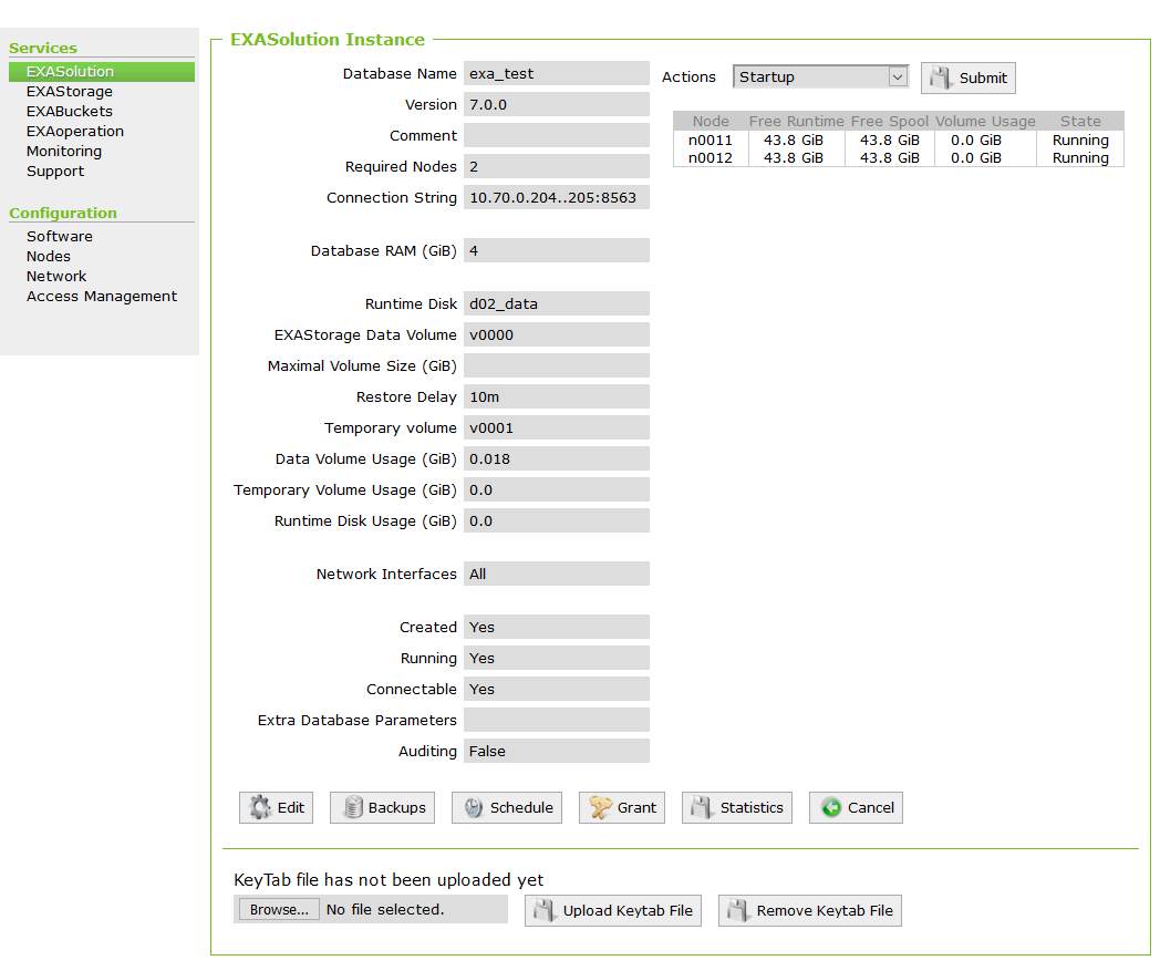 Create a Database - On Premise | Exasol DB Documentation
