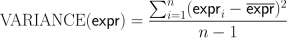 formula - variance