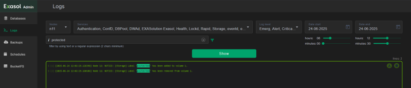 logs page