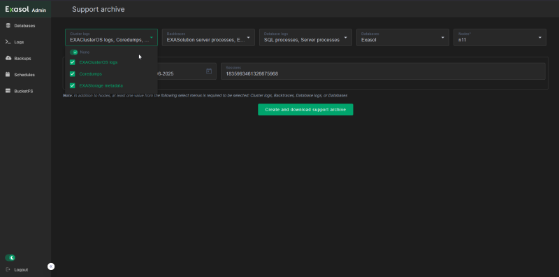 support archive select sources