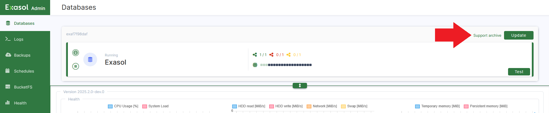 Support archive button