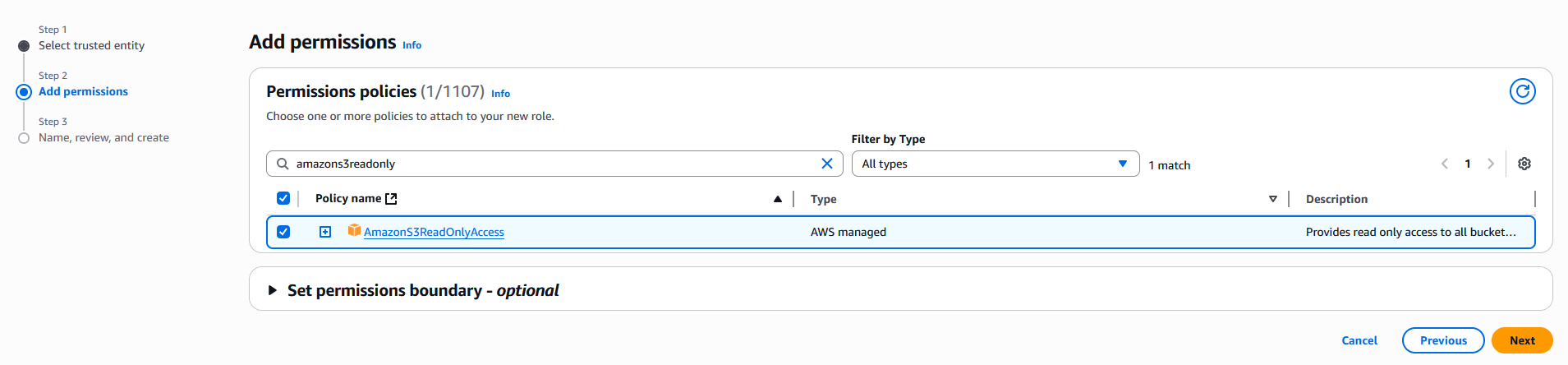 create iam role step 2