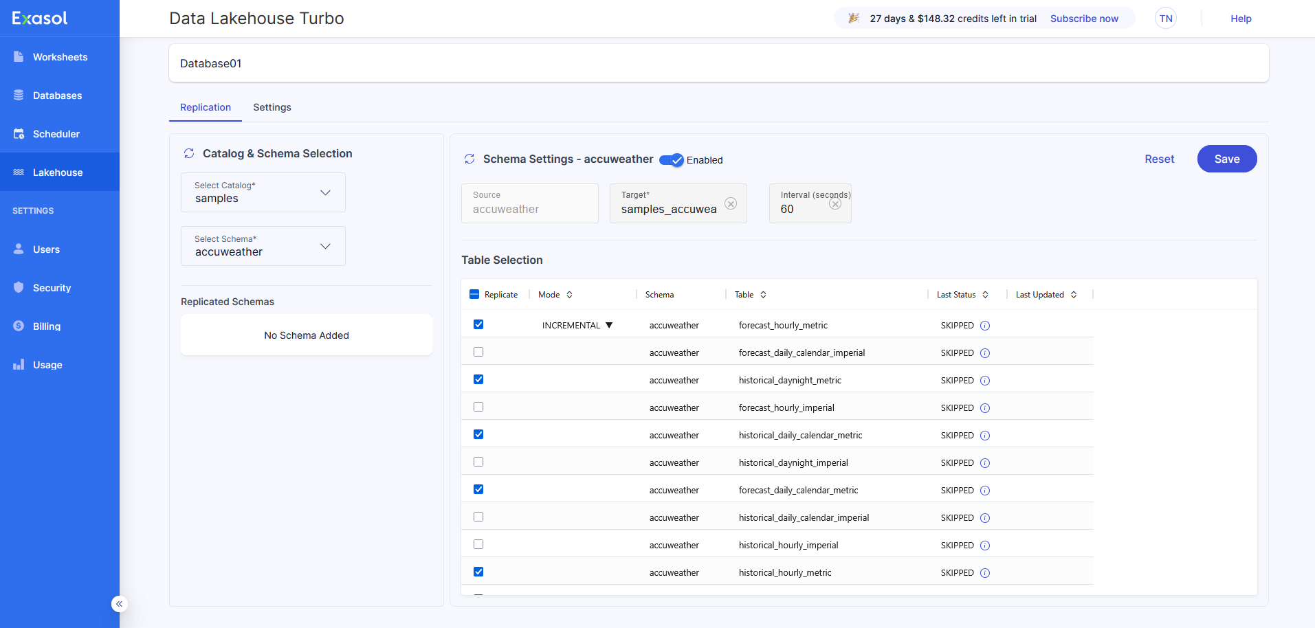 lakehouse schema configuration