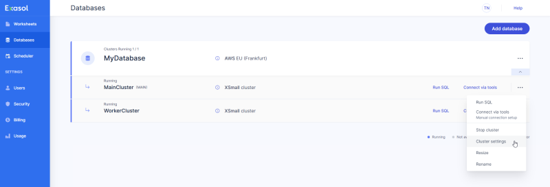 cluster auto-stop settings