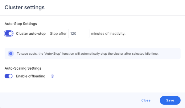 auto-stop settings