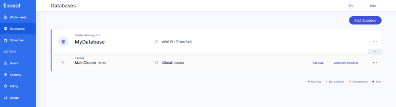 Database running