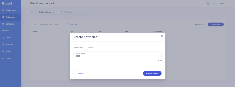 add jdbc driver folder