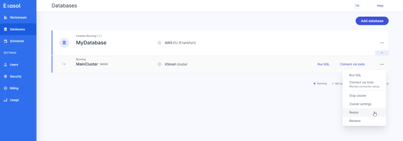 resize cluster