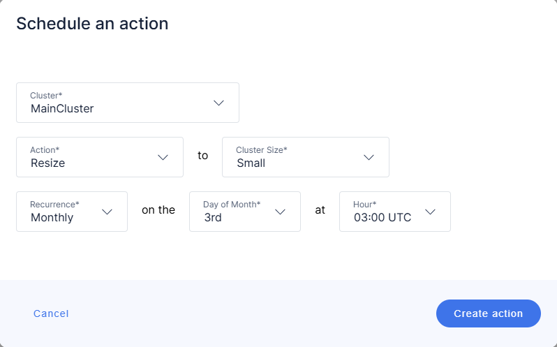 create scheduled action