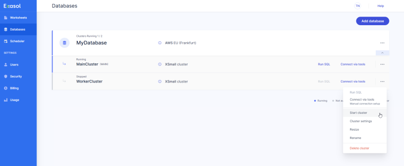 start cluster