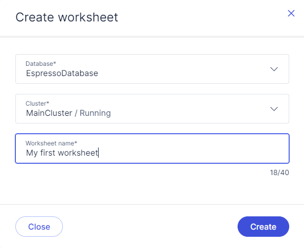 new worksheeet dialog