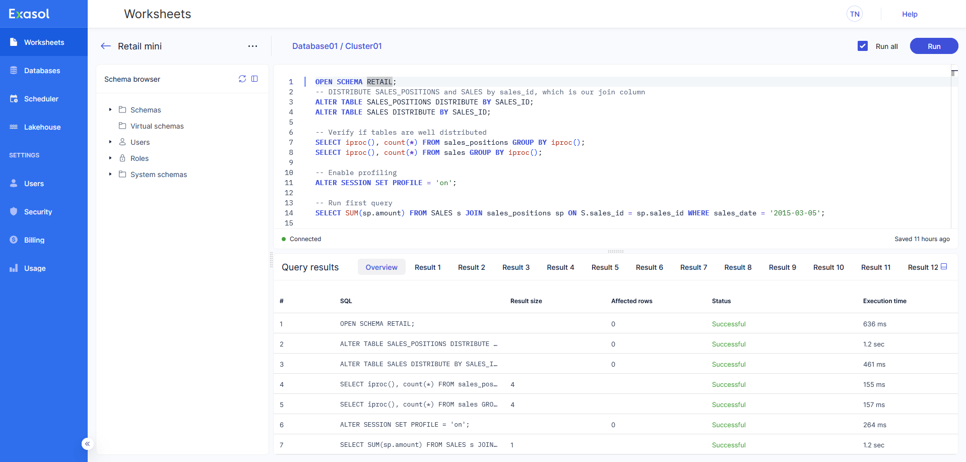 worksheet with multiple queries